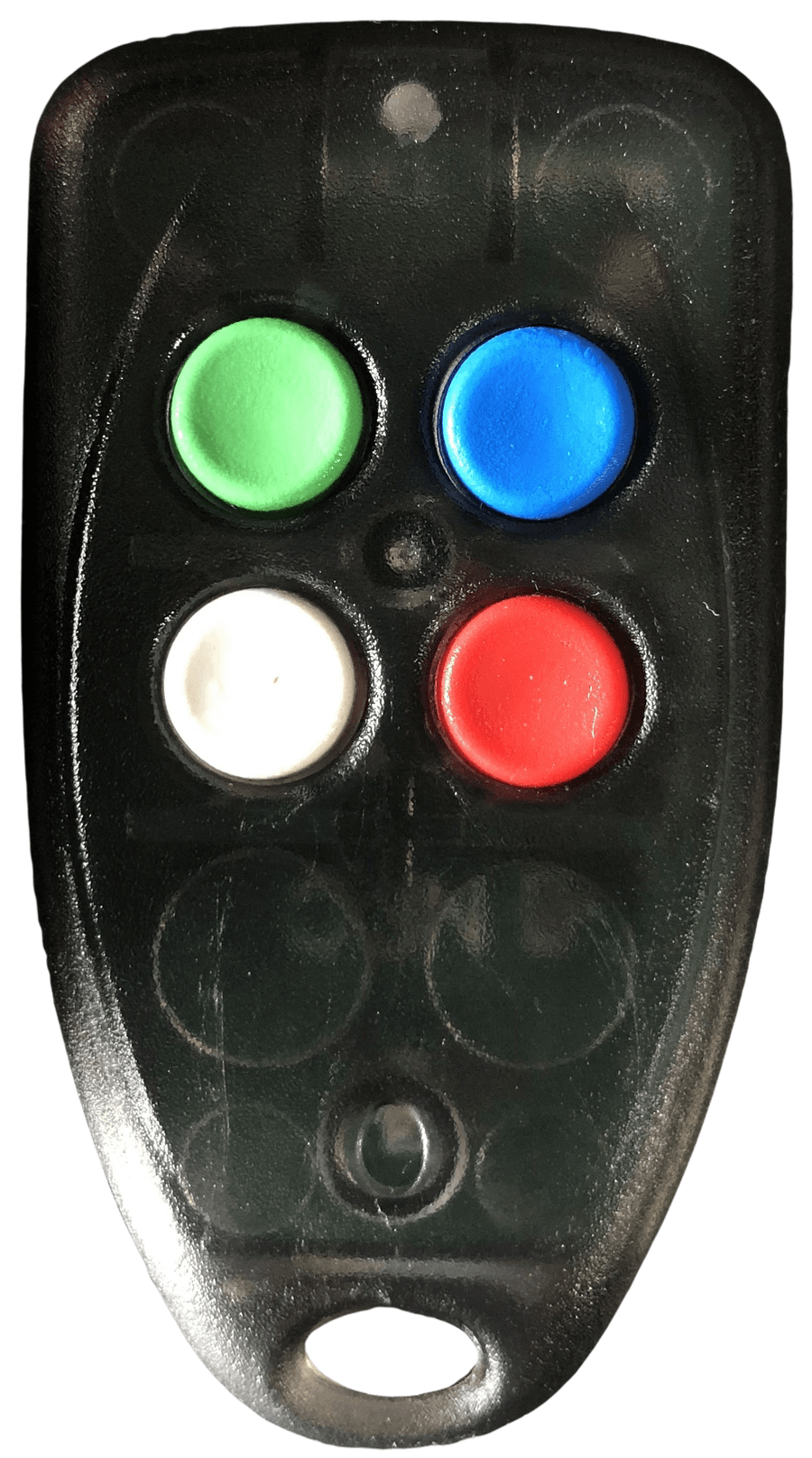 Guardcell reaction remote with green, blue, and red buttons